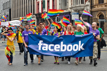 Facebook march at Dublin Pride, showing their authentic marketing credentials